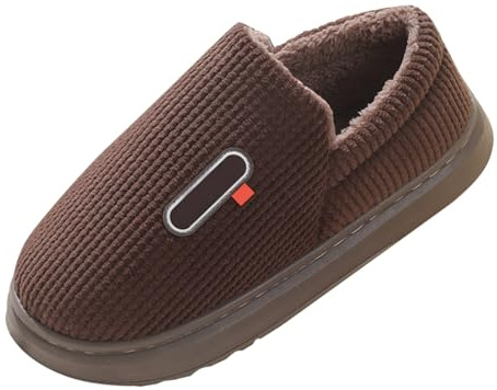 Zapatillas de estar por casa para hombre con forro cerrado, pantuflas de fieltro de felpa cálidas para invierno, zapatos de cabaña suaves y cómodas, antideslizantes, unisex, café, 44 EU