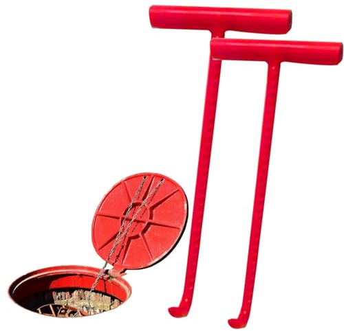 Manhole Cover Lifter, Heavy Duty T-Handle Hook for Storm Drains and Septic Tank Opening