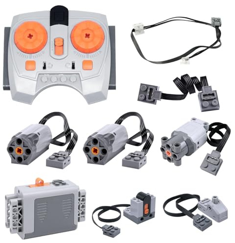 ARCELI Power Functions Set de 9 piezas, motor eléctrico de juguete, servo motor con motor M/L y mando a distancia, caja de batería, servomotor, extensión de cable compatible con muchos modelos