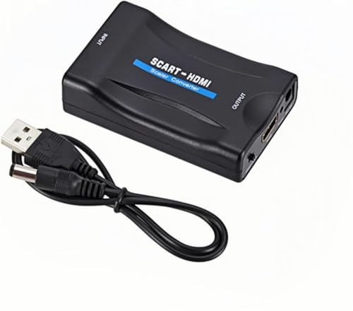 SZJUNXIAO SCART a HDMI Convertidor Convierte La Entrada Euroconector Analógica En Salida HDMI 720/1080p De Audio Vídeo Scart to HDMI Adaptor Converter para HDTV,DVD BLU-Ray,VCR,proyector,VHS,ps1,Xbox