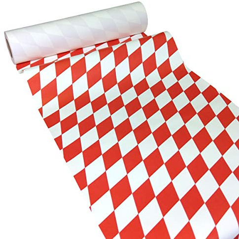 JUNOPAX Papier Tischläufer 50m x 0,40m Raute rot-weiß
