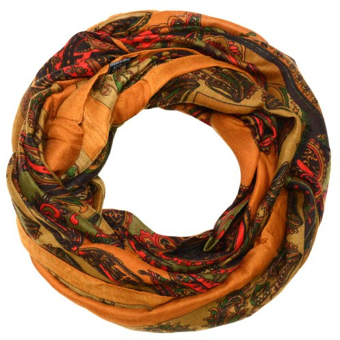 Kandharis Rundschal Loop-Schal in trendige Paisley Zacken Dots Sternen Muster
