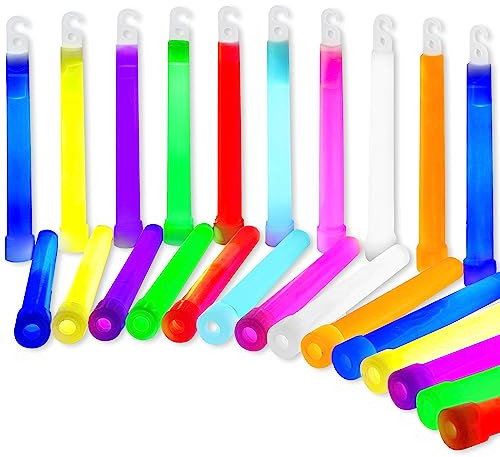 The Glowhouse Premium Ultra Bright 6 inch Glow Sticks Mega Party Pack of 25 (Mixed) - Individually Wrapped with Lanyards UK Brand
