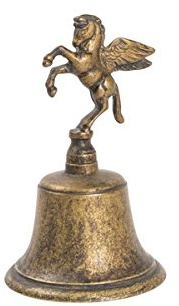 Campanello da tavolo in ottone brunito con manico CAVALLO ALATO
