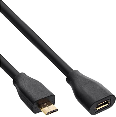 InLine 32750P Micro-USB Verlängerung, USB 2.0 Micro-B Stecker auf Buchse, schwarz, vergoldete Kontakte, 5m