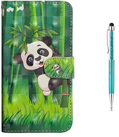 Grandoin Galaxy A6 2018 Hülle, Handyhülle im Brieftasche-Stil für Samsung Galaxy A6 2018 Handytasche PU Leder Flip Cover 3D Bunte Muster Book Case Schutzhülle Etui Case (Panda)