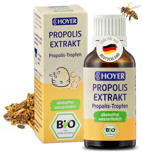 HOYER Propolis Tropfen BIO-zertifiziert 2 x 30 ml | Ohne Alkohol & Zusatzstoffe - Wasserlösliches Propolis-Extrakt - Auch für Kinder & Tiere geeignet