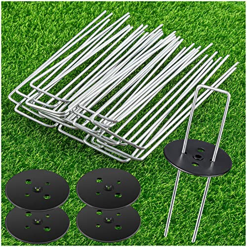 Lot de 20 agrafes galvanisées en forme de U avec 4 tapis de sol, piquets de fixation pour bâche de protection, ruban de protection contre l'humidité et tissu de tapis de sol