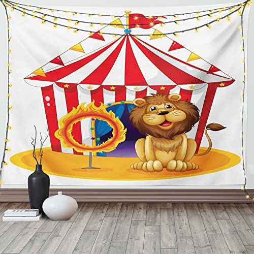 ABAKUHAUS Cirque Tapisserie, Chapiteau de Cirque Hoop feu, Lavable sans décoloration des Couleurs, 230 x 140 cm, Multicolore