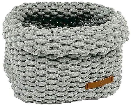 FRIHET Geflochtener Baumwoll-Aufbewahrungskorb für KALLAX Regal | Stilvolle Ordnung und praktische Aufbewahrung im Wohnzimmer, Bad und Kinderzimmer | Strickkorb in zeitlosem Grau