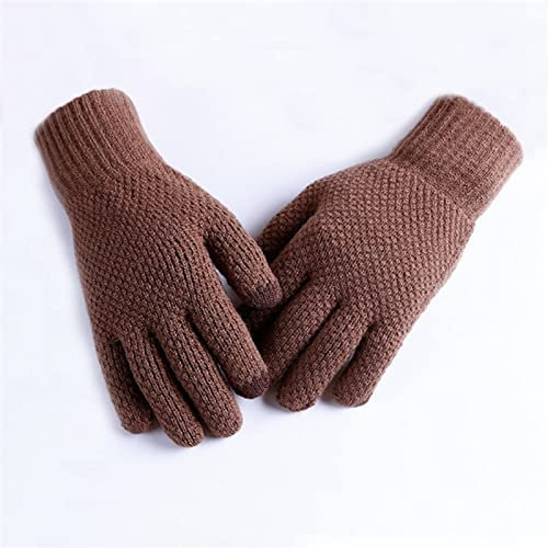 Winter-Touchscreen-Handschuhe, Modische Herren-Strickhandschuhe, Winterwarme, Rutschfeste Reithandschuhe, Outdoor-Sonnenschutz-Samthandschuhe, Freizeit Reine Farbe Einfach, Braun, Einheitsgröße