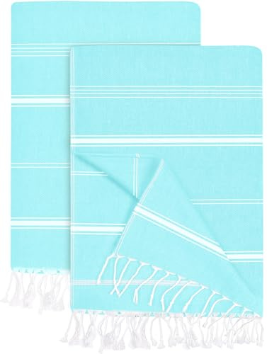 Utopia Towels - (2 Pack Toalla de Playa turca (100 x 180 CMs) - 100% Algodón (Aqua)