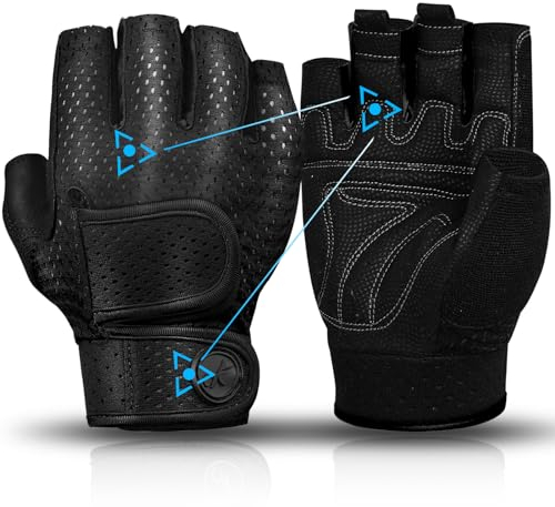 MOREOK Gewichtheber Handschuhe Workout Handschuhe -[3MM Gel] Fitness Handschuhe,Trainingshandschuhe Herren Damen für Krafttraining,Heben, Training, Rudern, Klimmzüge-Schwarz-XL