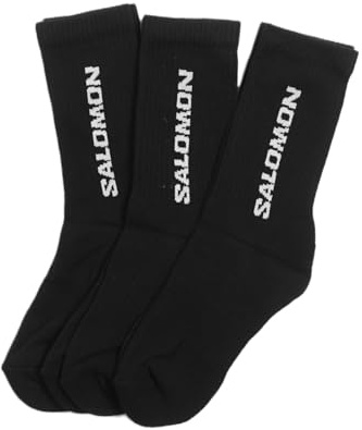 Salomon Everyday Crew 3-Pack Socks, Classic Cotton-Blend Comfort, Secure Foothold Cuff, Elasticated Arch Support for Sensitive Feet