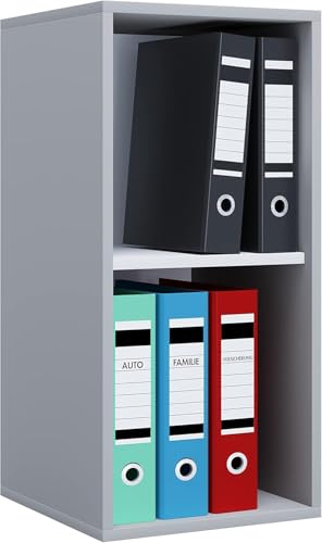 VCM Büroregal 35x37x74 cm 2 Fächer Standregal Bücherregal Aktenregal | Offener Stauraum für Ordner, Akten und Bücher - Arbeitszimmer oder Studierzimmer - Berufstätige und Studierende -