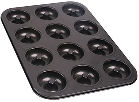 KVMORZE Nonstick Donut Pan Cake Mold, Mini Carbon Steel Doughnut Baking Tray/Mould for Cookie, Muffin Bakeware Kit, Donuts - Bagels Doughnuts Biscuit Cake Baking Tray Maker Pan (12-Cavity)