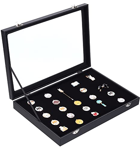 nbeads Holz Schattenbox mit samtbezogenem Innenraum und Klar Acryl Fenster, 34.9x23.8x4.8 cm, schwarz