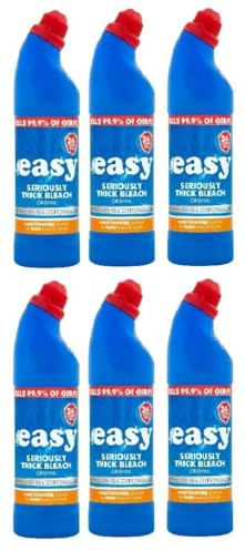 Easy Thick Bleach 750ml (Pack Of 6) | Thick Toilet Bleach | Easy Cleaning | Destroys Odours | Stain Removar | Kills Germs | All Purpose Cleaner