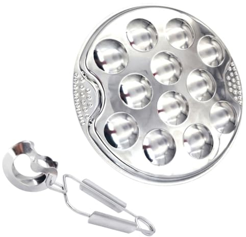 GOOHOCHY Escargot Plate Snail Baking Dish Food Grade Stainless Steel Shellfish Plate for Escargot Snail for Dinner