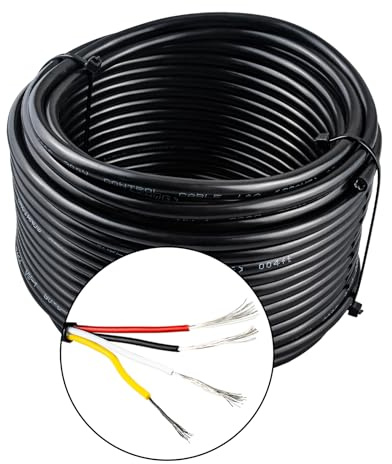 URCIANOW 22AWG 4 Core 0.32mm Cable 15M Low Voltage | 22 Gauge 4 Core Stranded Flex, 0.32mm² Tinned Copper, for Landscape Lighting, Ponds & Outdoor Installations