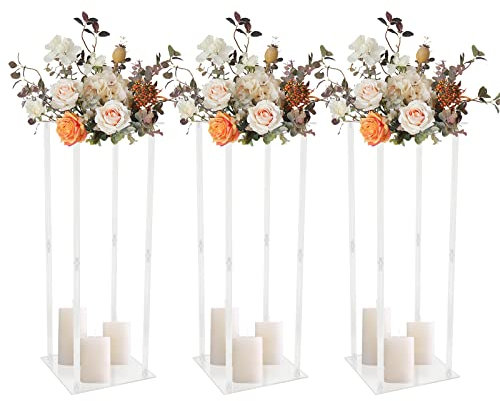 80cm 3X Acryl Blumenständer Mittelstücke Tabletop Ständ Clear Display Rack für Hochzeit Geburtstag Party Tafelaufsatz Dekorationen Blumen Tisch Vasen Geometrische Display Steht