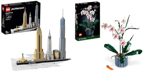 LEGO 21028 Architecture New York City Skyline, Collectible Model Kit for Adults to Build & 10311 Icons Orchid Artificial Plant Building Set with Flowers, Home Décor Accessory for Adults