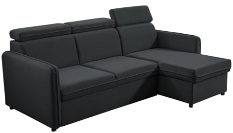 Mirjan24 Ecksofa Brulpin Mini, Eckcouch mit Verstellbare Kopfstütze, Schlaffunktion und Bettkasten, Ottomane Universal, Sofa L-Form Couch, Schlafsofa Bettsofa (Enjoy New 24)
