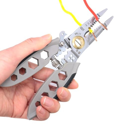 7 Inch Wire Stripper Tools Electrical Wire Cutter Crimper,9 in 1 Multi-Purpose Wire Stripping Cutting Crimping Pliers Hexagon Wrench Multi-Function Hand Tool