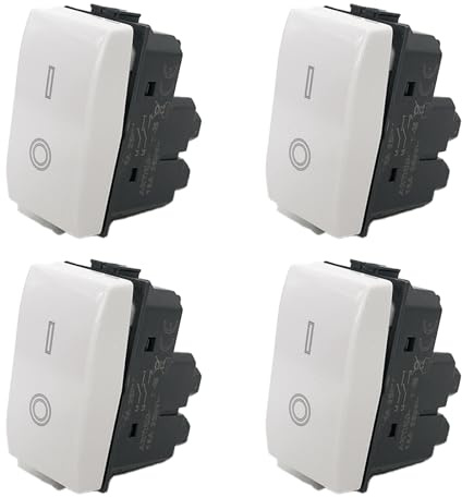 Voltix Set di 4 Prese Interruttori 16A Compatibili con Bticino Interruttore Bipolare Matix Compatibili con Bticino Placche Matix (4 Interruttori Bipolari)