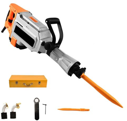 Martello Demolitore, Martello Pneumatico Elettrico da 3500 W per Impieghi Gravosi, Martello Demolitore per Calcestruzzo da 3000 Giri/min con Impugnatura Anteriore Girevole A 360° per Demolizione di