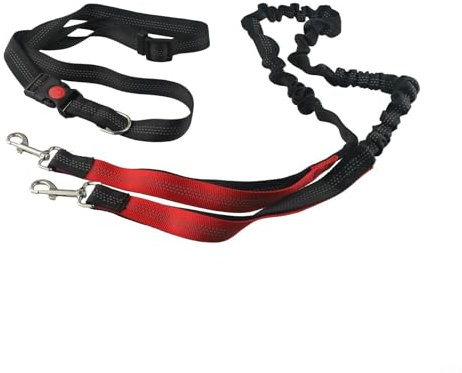 Hundeleinen, verstellbar, multifunktional, Zugseil, Gürtel, Nylon, Hundeleine mit ergonomischem Griff für kleine, mittelgroße und große Hunde (rot)