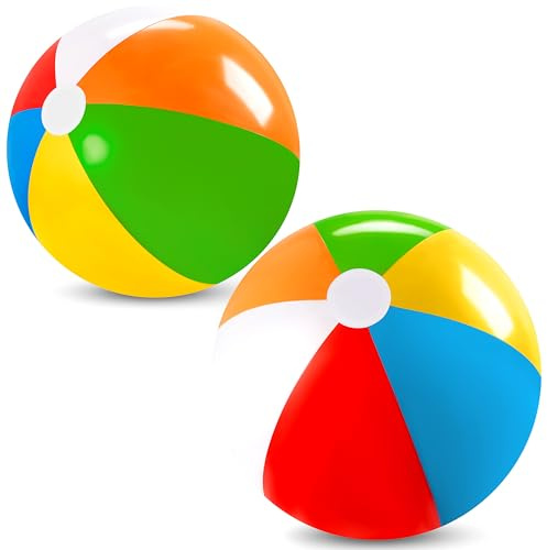 JOYIN 2-Pack 20 Beach Balls - Pool Toys Large Inflatable Beachball Swimming Pool Water Games, Classic Rainbow Color Beach Ball Luau Birthday Decorations Party Supplies Party Favors Gifts