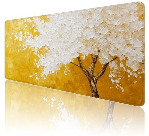Tapis de Souris Or Tapis de Souris Gamer XXL 1200x600x3mm ImperméAble Et AntidéRapant Mousepad Bords Cousus Une éTendu SousMains Tapis Souris Blanc pour Gamer, Pc et DéCoration de Bureau A49
