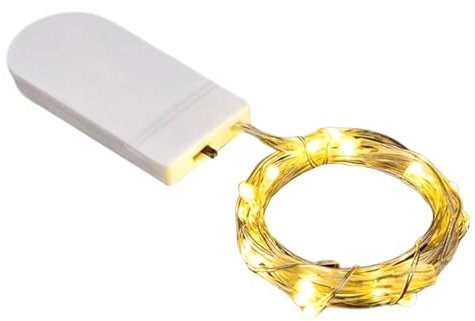 Dekorative Lichterketten,LED Lichterkette Batterie Kupfer Drahtlichterkette,1 Meter Lichterketten Wasserdicht für Paries Hochzeit Weihnachten Beleuchtung Deko (mit 2 Knopfbatterien)
