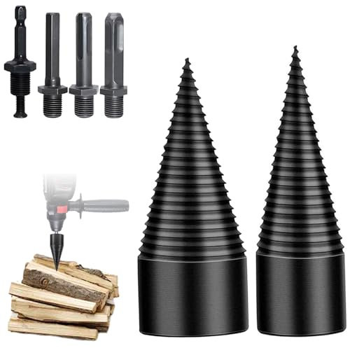 Herbst - Set di 2 spaccalegna a vite coniche con 4 manici da 42 mm + 32 mm, cono per spaccalegna per legno