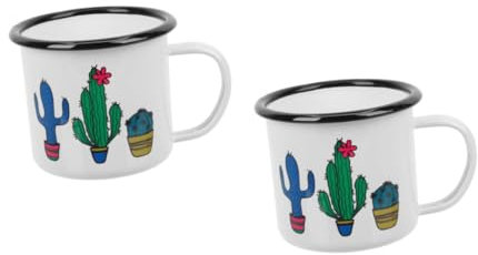 Cabilock 2 Pz Tazza Smaltata Semplice Versare Boccale Gigante Grandi Tazze Da Caffè Assegnazione Tazze Da Viaggio Per Bevande Calde Coppa Del Pallone Diffusore Di Tè Doppio Smalto