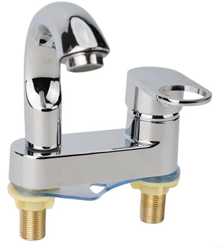 HEBEOT Zinc Alloy Basin Taps Hole Faucet Hot and Cold Basin, Double Hole Faucet Chrome Water Tap, for Bathroom Washbasin