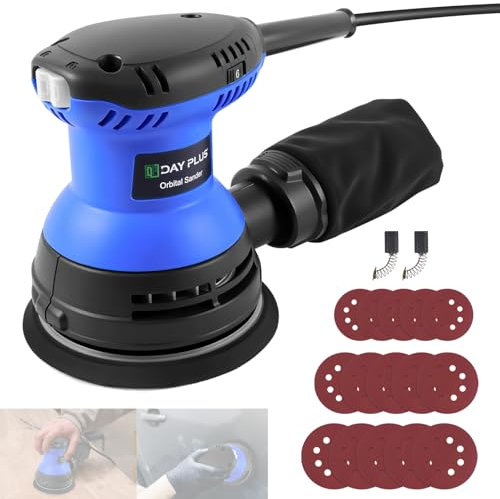 Electric Sander for Walls, 6 Variable Speed Orbital Sander with High Performance Dust Collector Bag, 15Pcs Sandpapers, Sanding Machine Hand Polishing Tool for Sanding and Polishing