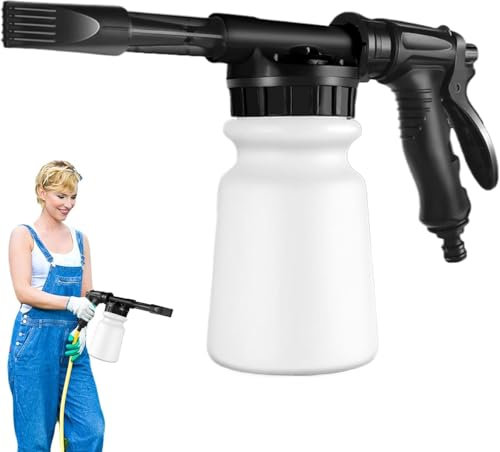 tylxayoxa Snow Foam Gun For Hose Pipe, 1000ML Green High Pressure Hose Pipe Spray Gun Adjustable Foam Density Foam Gun, Snow Foam Lance For Cleaning Car Garden Watering Pet Bath Clean Windows(Black)