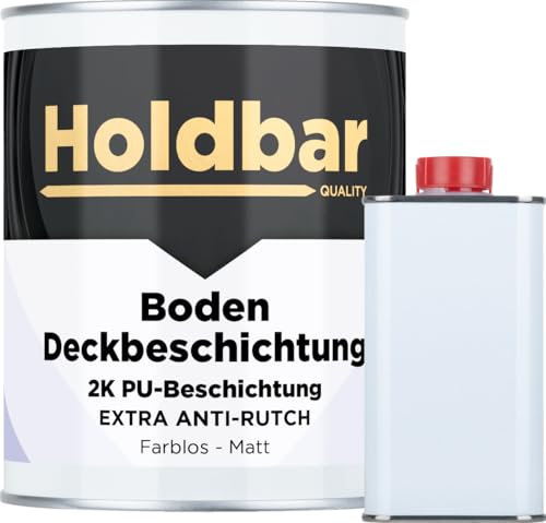 Holdbar Boden Deckbeschichtung Extra Anti-Rutsch Matt 1 Kg - Hochwertige Garagenbodenbeschichtung - Epoxidharz Bodenbeschichtung, Weichmacherbeständig – ideal für Garage & Werkstatt