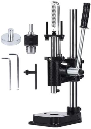 MOFIST Leather Hole Puncher Hand Punching Machine Manual Press Puncher Punch Tools for DIY Leather Craft Punching Holes with Drill Chuck (A - Round Head)