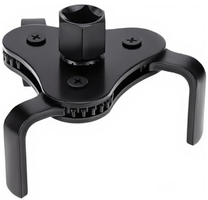 Crozgan Universeller verstellbarer Ölfilterschlüssel, 3 Backen, 53 mm-108 mm, Ölfilterentferner, Schraubenschlüssel für Motorräder, Autos, LKWs, Demontage und Reparatur, Schwarz