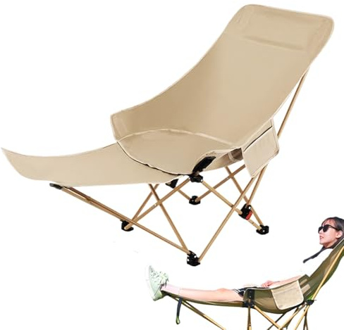 WJnflQN Vikbar campingstol, lätt campingstol – höjdjusterbar liggstol ergonomisk pall för trädgård pool vandring