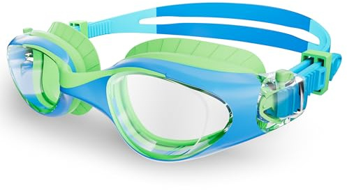 HIGAHY Kinder-Schwimmbrille – verstellbare Anti-Beschlag-Schwimmbrille für Kinder von 6–14 Jahren, UV-beständige Junior-Schwimmbrille, breite klare Sicht und auslaufsicher, für Jungen und Mädchen