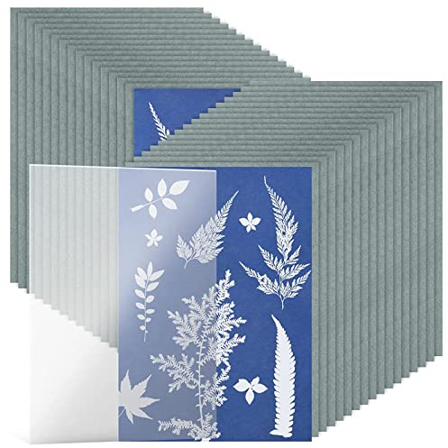 Cyanotype Papier Solar Druckpapier Blau Trockungspapier Solar Zeichnung Papier 32 Blätter + PVC Pad Für Handwerksprojekte Cyanotype Papier