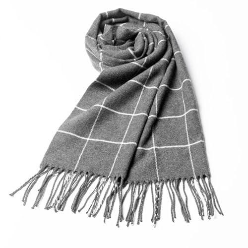 CINGHIA Sciarpa Donna Invernale,Grigio Scialle Donna Invernale Caldo a Strisce,Sciarpe Donna Invernali con Frangia,Uomo Foulard Imitazione Cashmere Sciarpone Moda Classica e Elegante 190 x 35 cm
