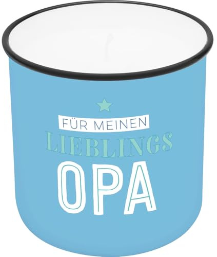 GRUSS & CO 74766 Bougie dans une tasse motif « grand-père » | Gobelet à bougie imprimé en porcelaine, hauteur 8,8 cm, diamètre 8,4 cm | Cadeau, article de décoration | 74766