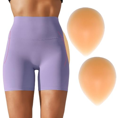 POMAMZ Silicone Hip Pads Adhesive for Women - Reusable Butt Lift Enhancer Pads, Sticky Buttocks Enhancer, Beige(2 Pieces),L