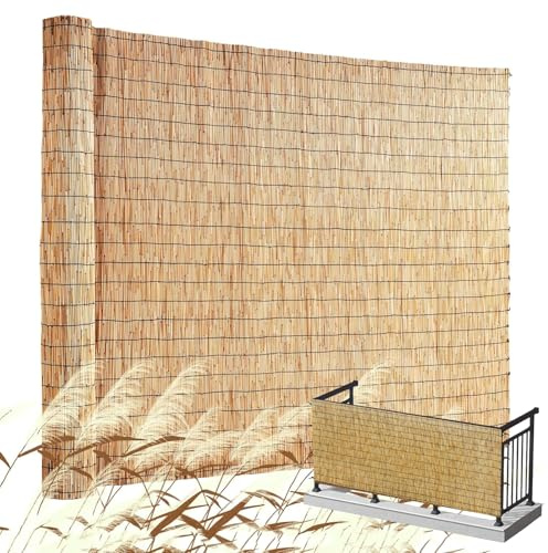 Dekorative Zäune aus natürlichem Bambus, Bambuszaun für Sichtschutzzaun, Rollen, Sichtschutzzaun, Balkon, Sichtschutz für Deck, Pool, Wohnung, Geländer, 90 x 300 cm