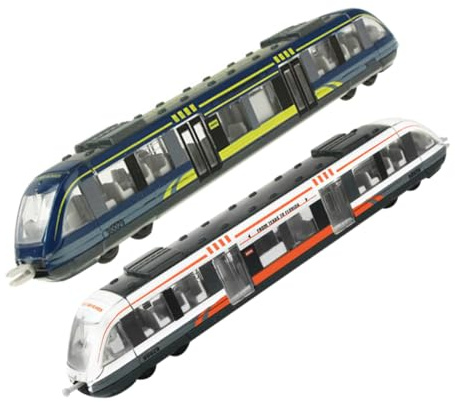 FRCOLOR 2 Treno Elettrico per Anni Giocattolo Educativo con Binari Design Realistico Bianco e Blu Portatile per Sviluppo Manuale e Coordinazione Occhio-mano